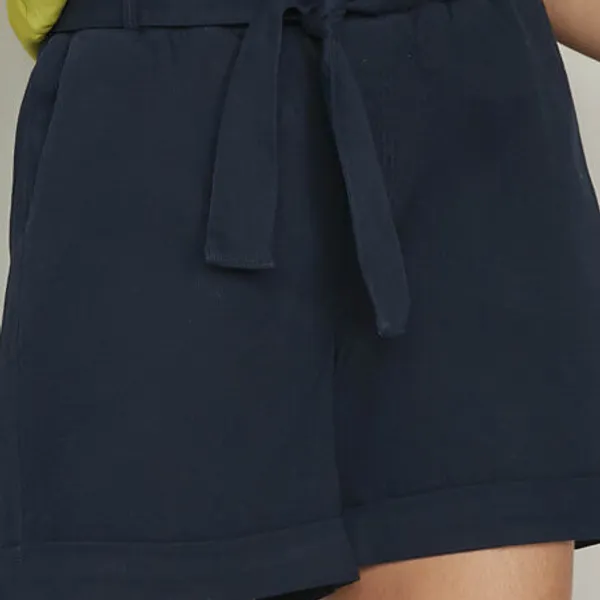 SHORTS SARJA CANELADA BOLSOS FRONTAIS MARINHO MIRA