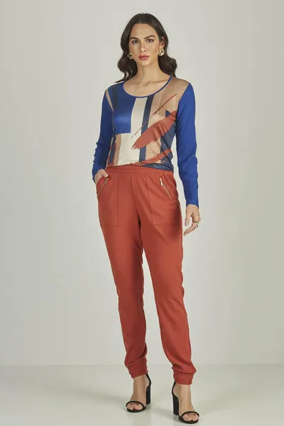 BLUSA MANGA LONGA CANELADA AZUL COBALTO MIRA VEST