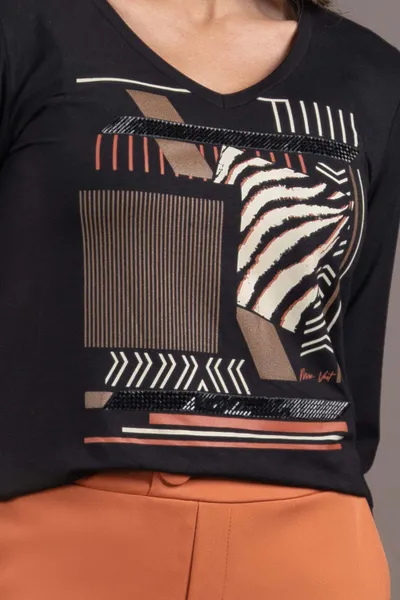 T-SHIRT MANGA COMPRIDA DECOTE V PRETO MIRA VEST T-SHIRT MANGA COMPRIDA DECOTE V PRETO MIRA VEST
