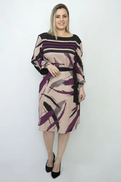 VESTIDO MIDI MANGA COMPRIDA PRETO MIRA VEST