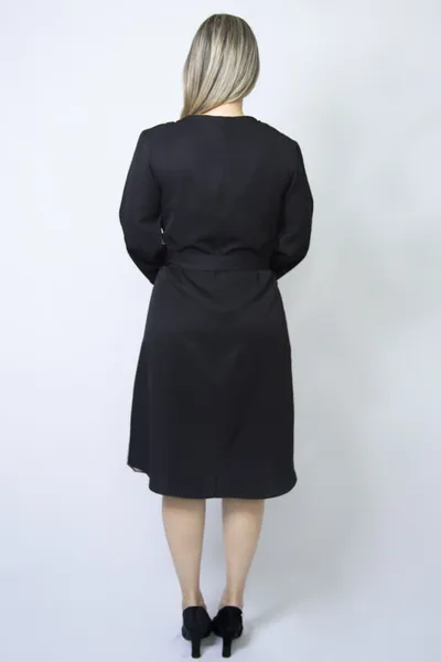 VESTIDO MIDI MANGA COMPRIDA PRETO MIRA VEST