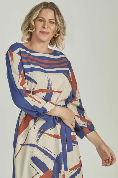 VESTIDO MIDI MANGA COMPRIDA AZUL MIRA VEST
