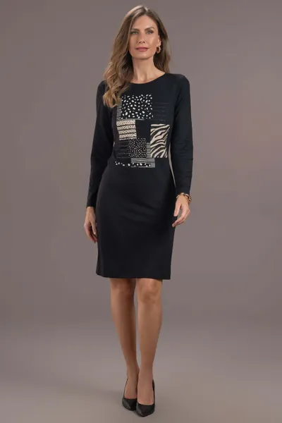 VESTIDO MANGA LONGA DECOTE DEDONDO PRETO MIRA VEST