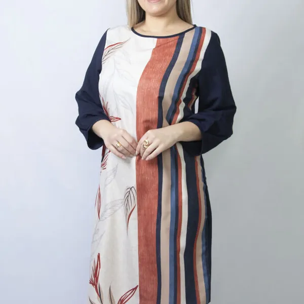 VESTIDO DECOTE REDONDO MARINHO