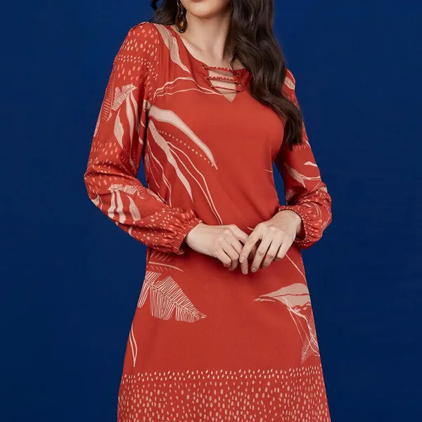 VESTIDO CURTO MANGAS LONGAS TERRACOTA MIRA VEST