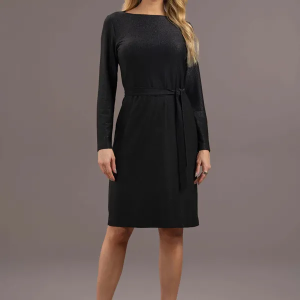 VESTIDO DECOTE CANOA MALHA LUREX PRETO MIRA VEST