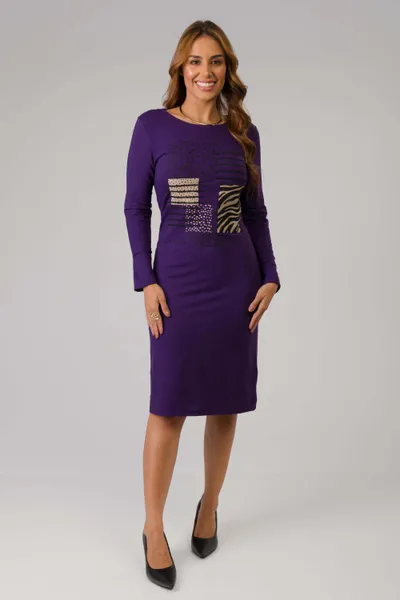 VESTIDO MANGA LONGA DECOTE DEDONDO ROXO MIRA VEST