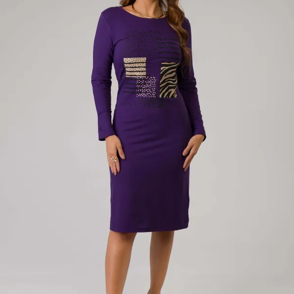 VESTIDO MANGA LONGA DECOTE DEDONDO ROXO MIRA VEST