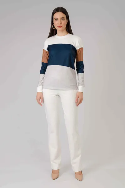 BLUSA MANGA COMPRIDA DECOTE CANOA MARINHO MIRA VES