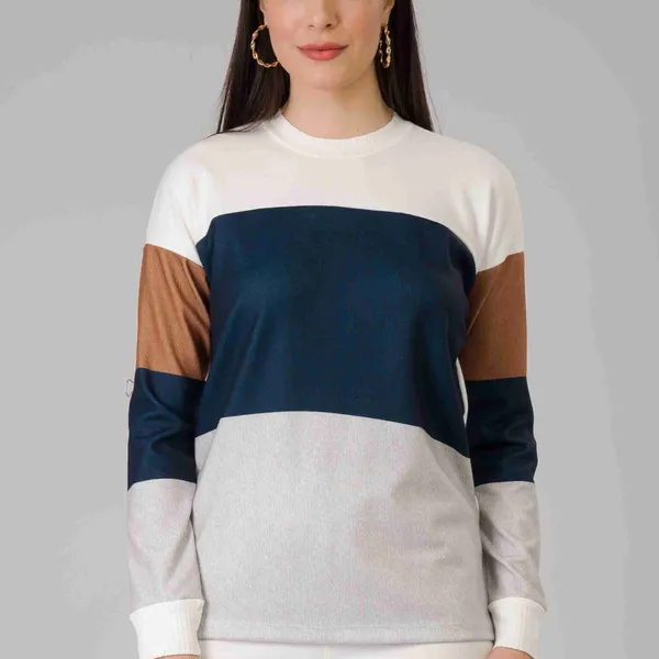 BLUSA MANGA COMPRIDA DECOTE CANOA MARINHO MIRA VES