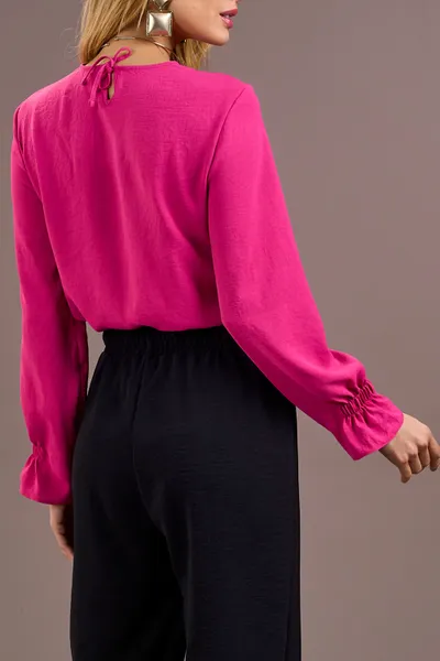 BLUSA MANGA COMPRIDA DECOTE ARREDONDADO PINK MIRA BLUSA MANGA COMPRIDA DECOTE ARREDONDADO PINK MIRA