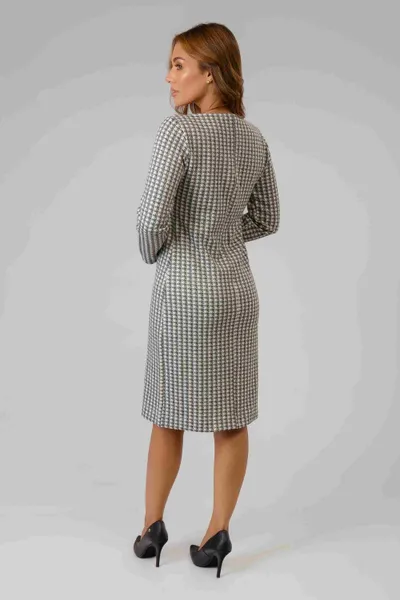 VESTIDO JACQUARD MANGA COMPRIDA CINZA/OFF MIRA VES