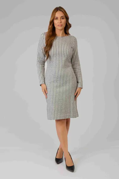 VESTIDO JACQUARD MANGA COMPRIDA CINZA/OFF MIRA VES