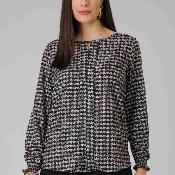 BLUSA SILK MANGA LONGA PRETO MIRA VEST