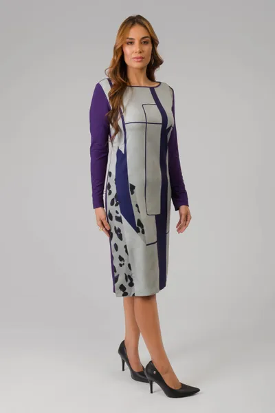 VESTIDO MANGA COMPRIDA DECOTE CREPE ROXO MIRA VEST