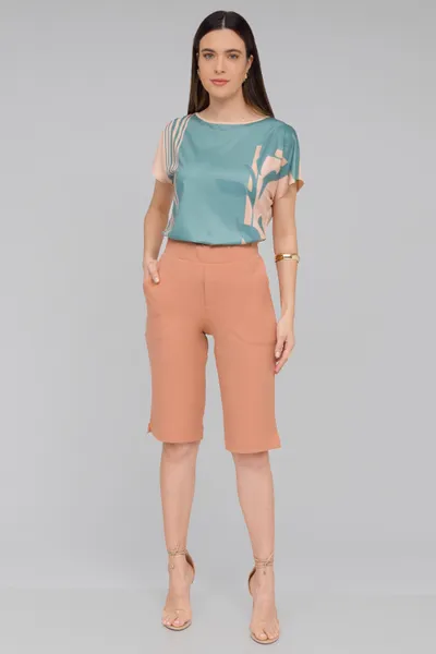 BERMUDA JORTS COM CÓS ELÁSTICO ARGILA MIRA VEST