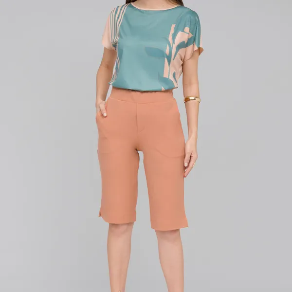 BERMUDA JORTS COM CÓS ELÁSTICO ARGILA MIRA VEST