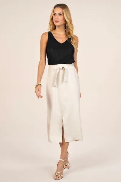 SAIA ALFAIATARIA COM CINTO OFF WHITE MIRA VEST