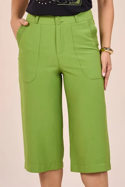 CALÇA CAPRI EM ALFAIATARIA COM ZÍPER VERDE MIRA VE
