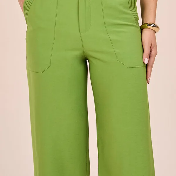 CALÇA CAPRI EM ALFAIATARIA COM ZÍPER VERDE MIRA VE