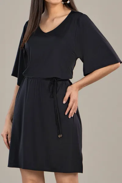 VESTIDO DECOTE EM V PROTEÇÃO UV50+ PRETO MIRA VEST