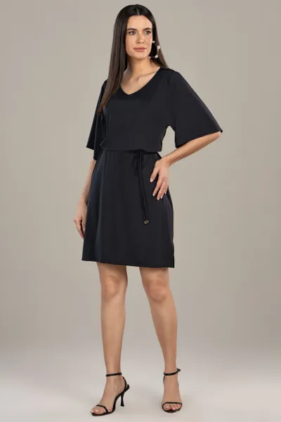 VESTIDO DECOTE EM V PROTEÇÃO UV50+ PRETO MIRA VEST