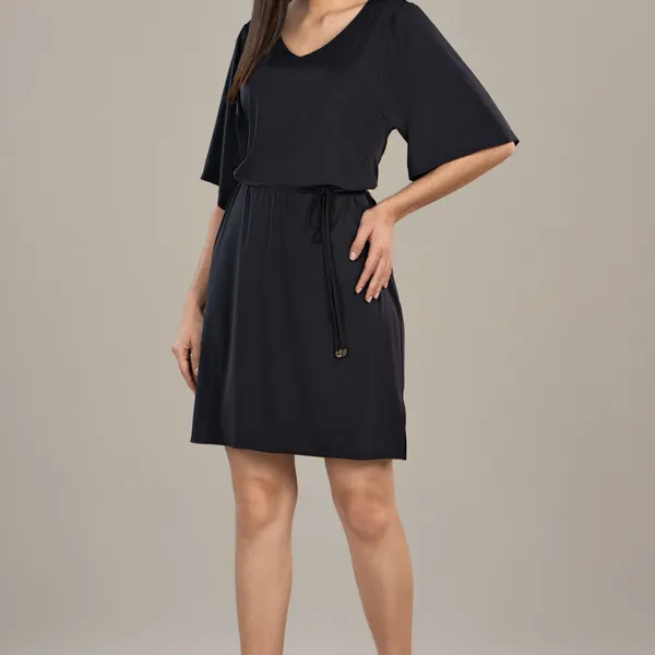 VESTIDO DECOTE EM V PROTEÇÃO UV50+ PRETO MIRA VEST