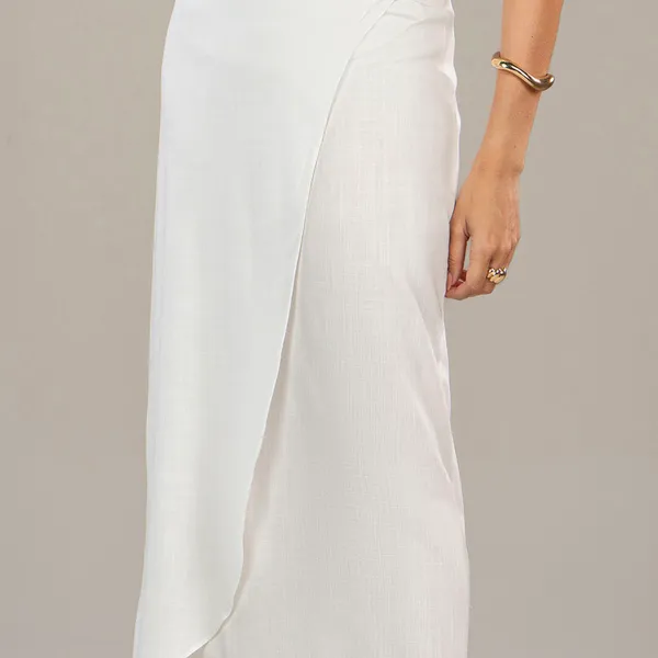 SAIA MIDI TRANSPASSADA COM ZÍPER OFF WHITE MIRA VE