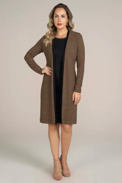 DUETO COM VESTIDO E CARDIGAN CASTANHA MIRA VEST