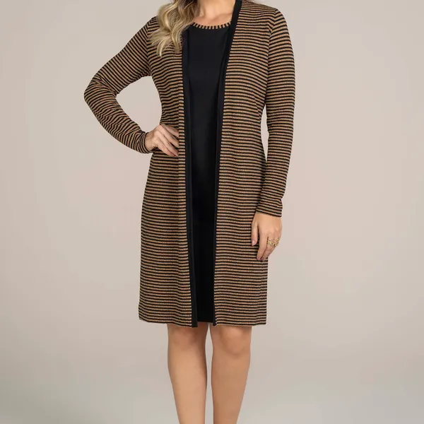 DUETO COM VESTIDO E CARDIGAN CASTANHA MIRA VEST