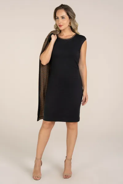 DUETO COM VESTIDO E CARDIGAN CASTANHA MIRA VEST