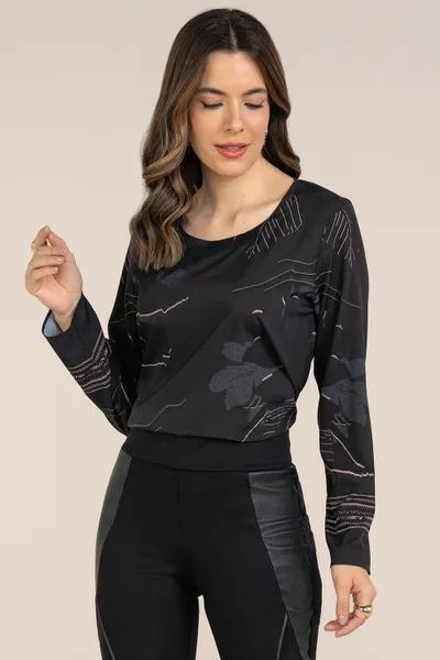 BLUSA COM DECOTE CÍRCULO PRETO MIRA VEST