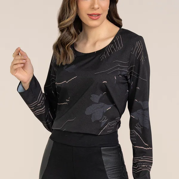BLUSA COM DECOTE CÍRCULO PRETO MIRA VEST