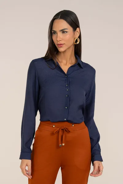 CAMISA SLIM COM PUNHO FRANZIDO MARINHO MIRA VEST