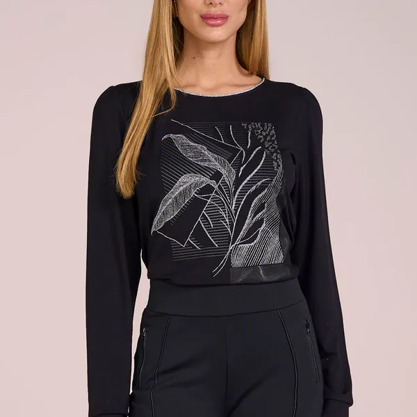 BLUSA COM FRANZIDO E GLITTER PRETO MIRA VEST