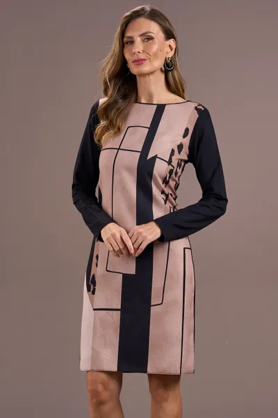 VESTIDO MANGA COMPRIDA DECOTE CREPE PRETO MIRA VES