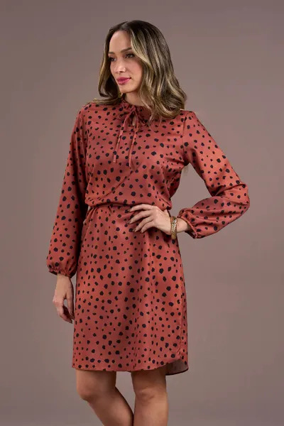 VESTIDO DECOTE V COM AMARRAÇÃO AVELÃ MIRA VEST
