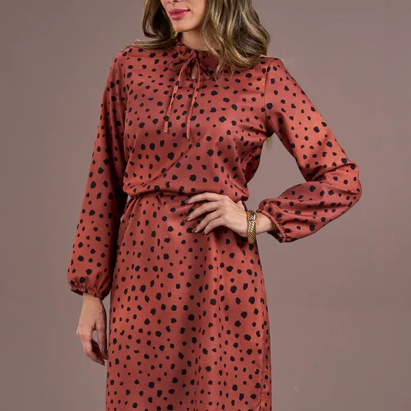 VESTIDO DECOTE V COM AMARRAÇÃO AVELÃ MIRA VEST