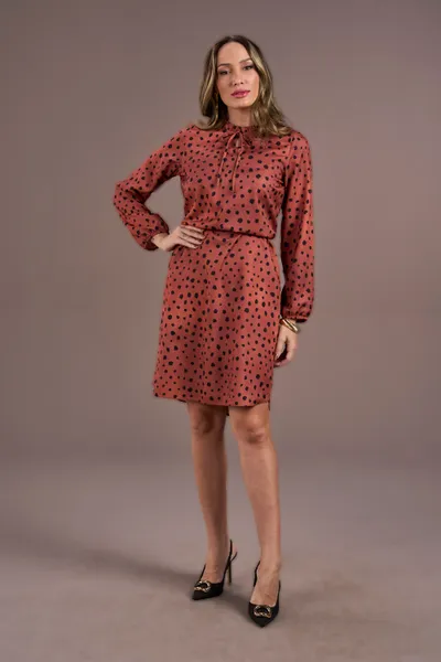 VESTIDO DECOTE V COM AMARRAÇÃO AVELÃ MIRA VEST