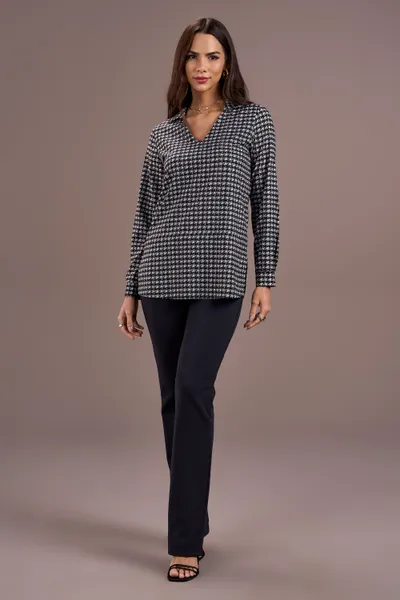 CAMISA SILK COM COLARINHO PRETO MIRA VEST