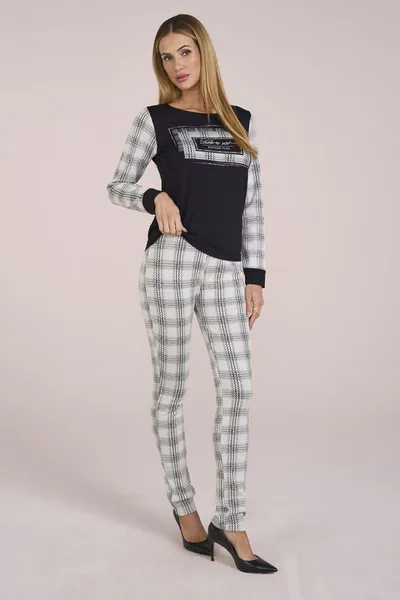 CALÇA MONTARIA EM JACQUARD OFF PRETO MIRA VEST