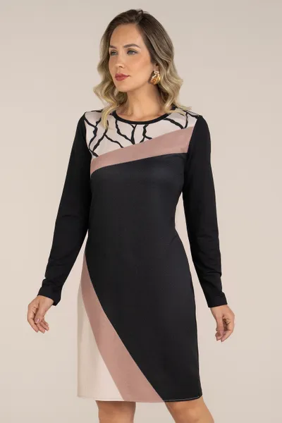 VESTIDO BLOCOS DE COR PRETO MIRA VEST
