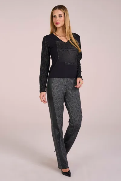 CALÇA COM DETALHES EM MALHA CIRRÊ PRETO MIRA VEST