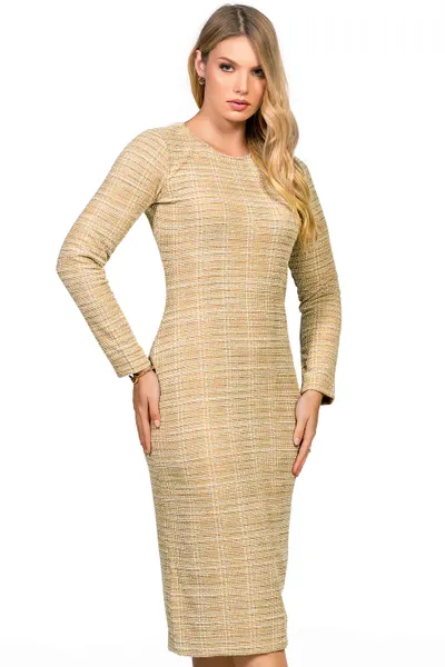 VESTIDO MIDI COM MANGAS LONGAS CASTANHA MIRA VEST