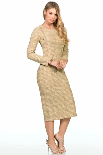 VESTIDO MIDI COM MANGAS LONGAS CASTANHA MIRA VEST