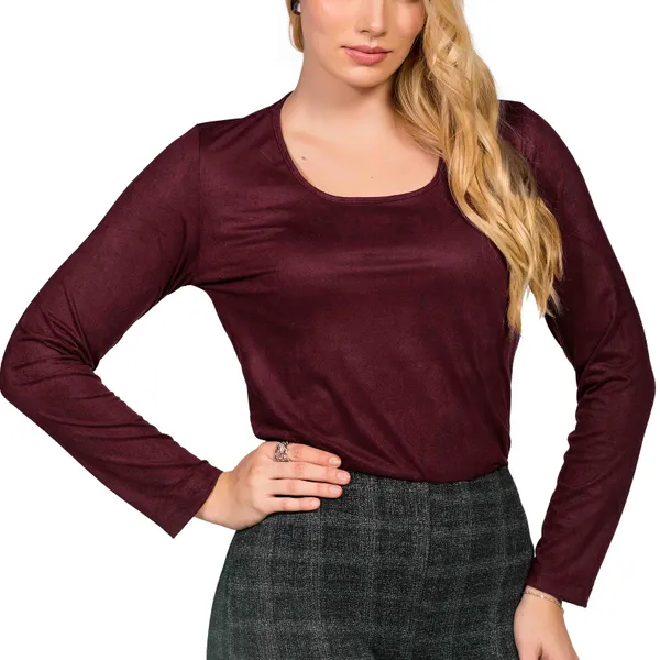 BLUSA EM SUEDE DECOTE BORDO MIRA VEST