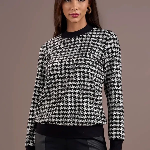 BLUSAO MANGA LONGA PRETO XADREZ MIRA VEST