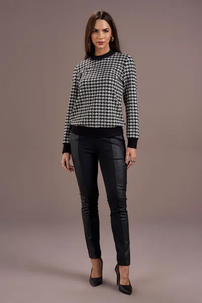 BLUSAO MANGA LONGA PRETO XADREZ MIRA VEST