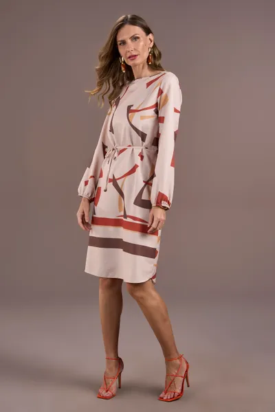 VESTIDO DECOTE ARREDONDADO MANGA LONGA BUFANTES BE