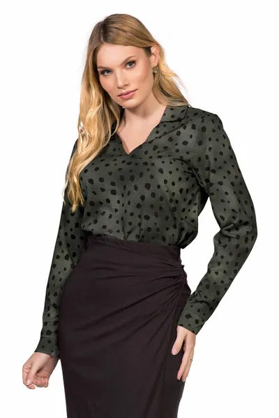 CAMISA SILK COM COLARINHO VERDE MILITAR MIRA VEST